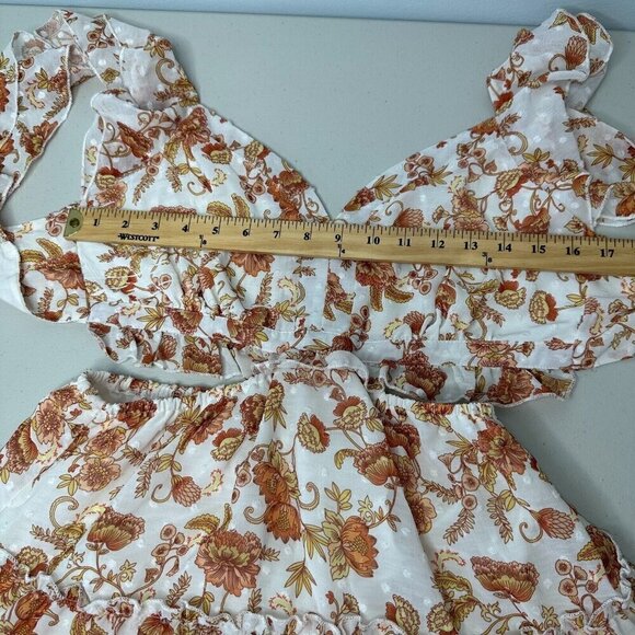 Fanco Tie Back Floral Ruffle Tiered Mini Dress Size S Coquette Boho Cottage - Picture 7 of 12